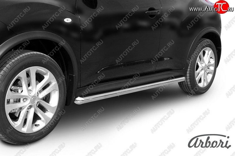 12 959 р. Защита штатных порогов 2WD Arbori (нержавейка, d76 mm). Nissan Juke 1 YF15 рестайлинг (2014-2020)  с доставкой в г. Майкоп