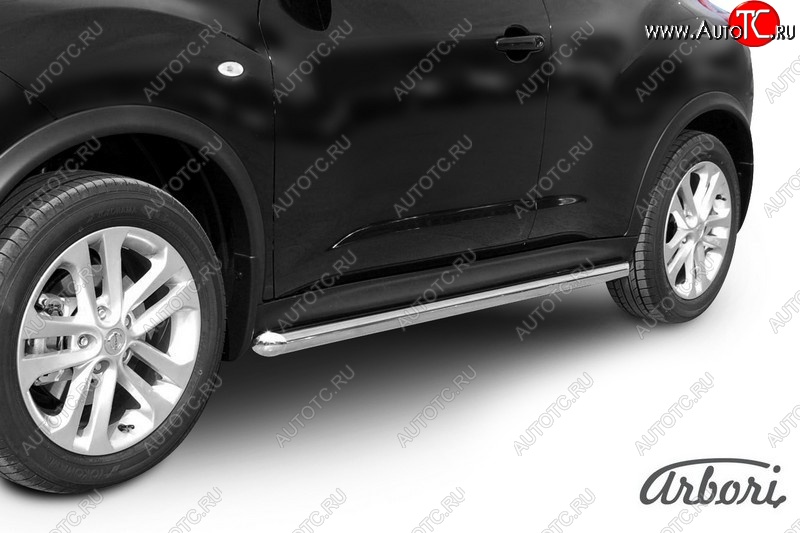 12 959 р. Защита штатных порогов 4WD Arbori (нержавейка, d76 mm). Nissan Juke 1 YF15 рестайлинг (2014-2020)  с доставкой в г. Майкоп