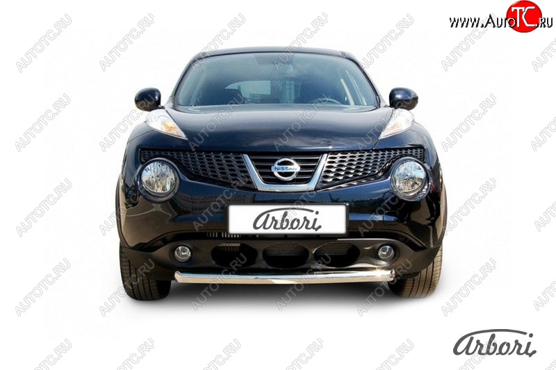 9 809 р. Защита переднего бампера 4WD Arbori (короткая, нержавейка, 1 труба d57 mm). Nissan Juke 1 YF15 рестайлинг (2014-2020)  с доставкой в г. Майкоп