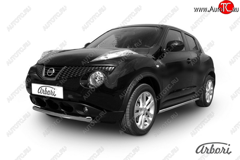 9 809 р. Защита переднего бампера 4WD Arbori (короткая. нержавейка, 1 труба d57 mm). Nissan Juke 1 YF15 рестайлинг (2014-2020)  с доставкой в г. Майкоп
