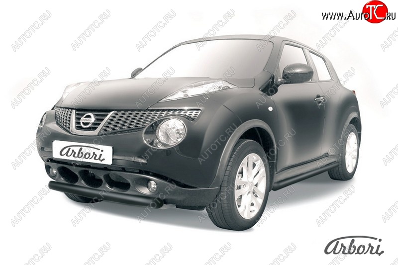 1 799 р. Защита переднего бампера 2WD Arbori (черная, 2 трубы d57 и 42 mm) Nissan Juke 1 YF15 рестайлинг (2014-2020)  с доставкой в г. Майкоп