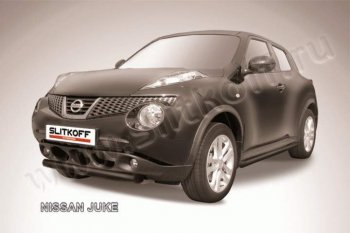 Защита переднего бампер Slitkoff Nissan Juke  1 YF15 (2010-2020) дорестайлинг, рестайлинг