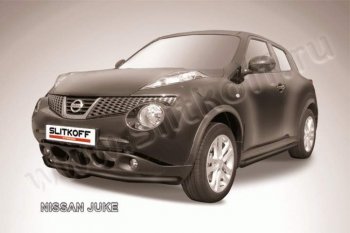 Защита переднего бампер Slitkoff Nissan Juke  1 YF15 (2010-2020) дорестайлинг, рестайлинг