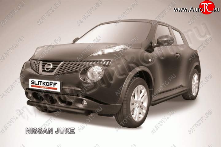 6 949 р. Защита переднего бампера из трубы d57 Slitkoff  Nissan Juke  1 YF15 (2010-2020) дорестайлинг, рестайлинг (Цвет: серебристый)  с доставкой в г. Майкоп