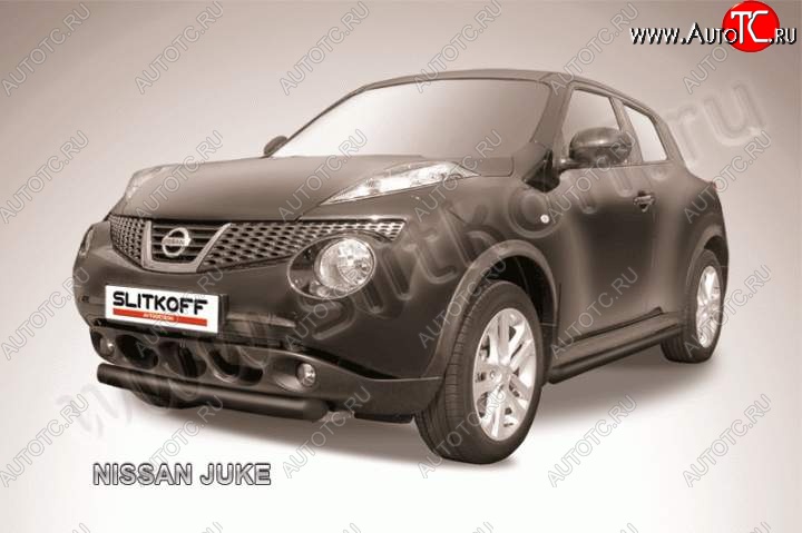 7 999 р. Защита переднего бампер Slitkoff  Nissan Juke  1 YF15 (2010-2020) дорестайлинг, рестайлинг (Цвет: серебристый)  с доставкой в г. Майкоп