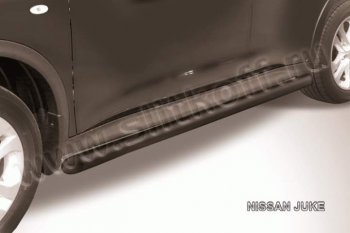 Защита порогов d57 Slitkoff Nissan Juke  1 YF15 (2010-2020) дорестайлинг, рестайлинг (сталь с полимерным покрытием, цвет черный)