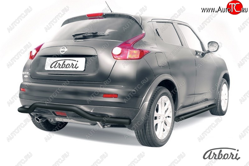 5 939 р. Защита заднего бампера 2WD Arbori (волна, черная, 1 труба d57 mm). Nissan Juke 1 YF15 рестайлинг (2014-2020)  с доставкой в г. Майкоп