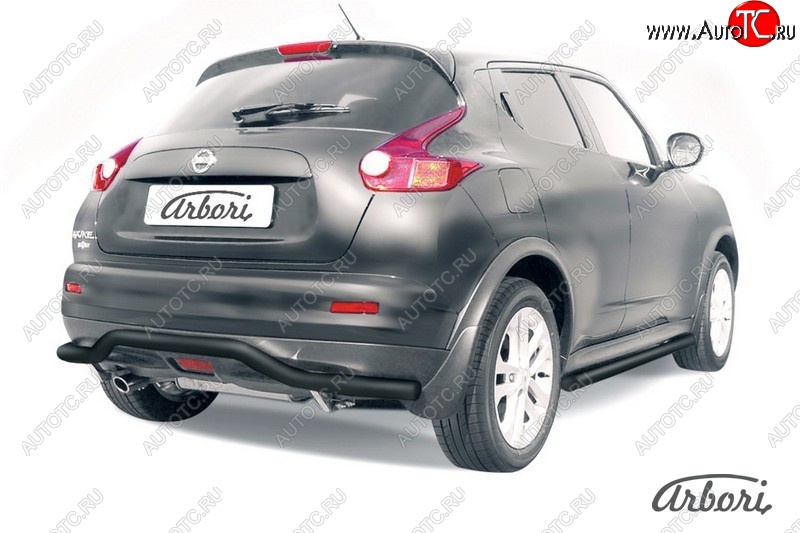 5 939 р. Защита заднего бампера 4WD Arbori (волна, черная, 1 труба d57 mm). Nissan Juke 1 YF15 рестайлинг (2014-2020)  с доставкой в г. Майкоп
