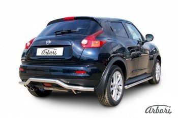 14 759 р. Защита заднего бампера Arbori (волна, нержавейка, 1 труба d57 mm). Nissan Juke 1 YF15 рестайлинг (2014-2020) (4WD)  с доставкой в г. Майкоп. Увеличить фотографию 2