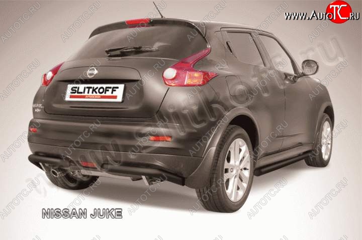 7 499 р. Защита заднего бампера из труб d57 Slitkoff (уголки, 57, 2WD) Nissan Juke 1 YF15 рестайлинг (2014-2020) (Цвет: серебристый)  с доставкой в г. Майкоп