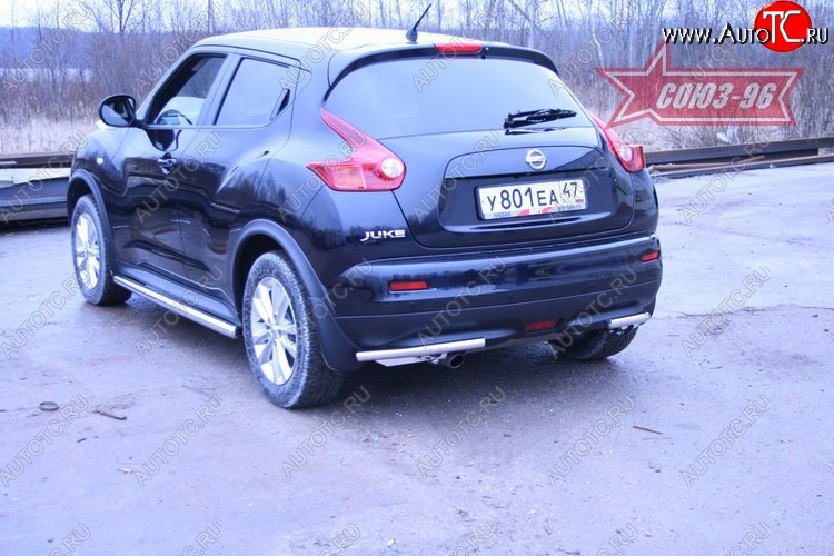 10 619 р. Защита заднего бампера из боковых уголков 4x4 Souz-96 (d42) Nissan Juke 1 YF15 рестайлинг (2014-2020)  с доставкой в г. Майкоп