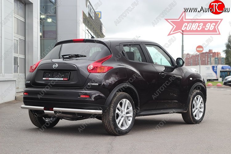 14 489 р. Защита заднего бампера 4x4 Souz-96 Premium (d60) Nissan Juke 1 YF15 рестайлинг (2014-2020)  с доставкой в г. Майкоп