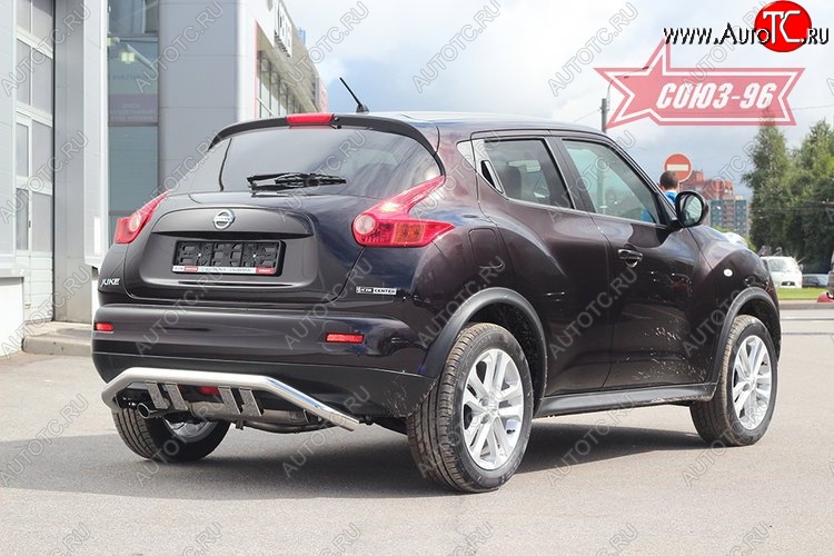 17 729 р. Защита заднего бампера с элементами из профиля 4х4 Souz-96 (d60) Nissan Juke 1 YF15 рестайлинг (2014-2020)  с доставкой в г. Майкоп