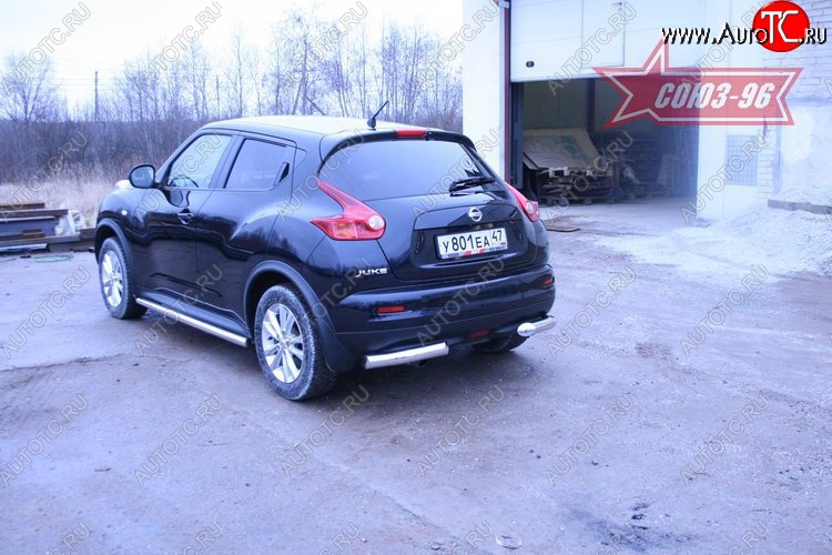 11 987 р. Защита заднего бампера из боковых уголков 4х4 Souz-96 (d76) Nissan Juke 1 YF15 рестайлинг (2014-2020)  с доставкой в г. Майкоп