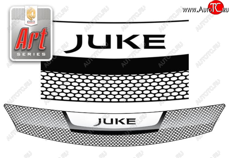 2 079 р. Дефлектор капота CA-Plastiс  Nissan Juke  1 YF15 (2010-2020) дорестайлинг, рестайлинг (серия Art черная)  с доставкой в г. Майкоп
