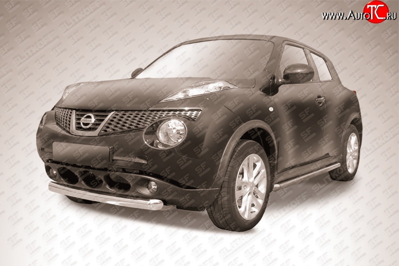 11 499 р. Защита переднего бампера из короткой трубы диаметром 76 мм Slitkoff  Nissan Juke  1 YF15 (2010-2014) дорестайлинг (2WD)  с доставкой в г. Майкоп