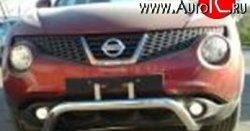 Защита переднего бампера d63 мм с центральным изгибом Металл Дизайн Nissan Juke  1 YF15 (2010-2014) дорестайлинг (полированная нержавейка)