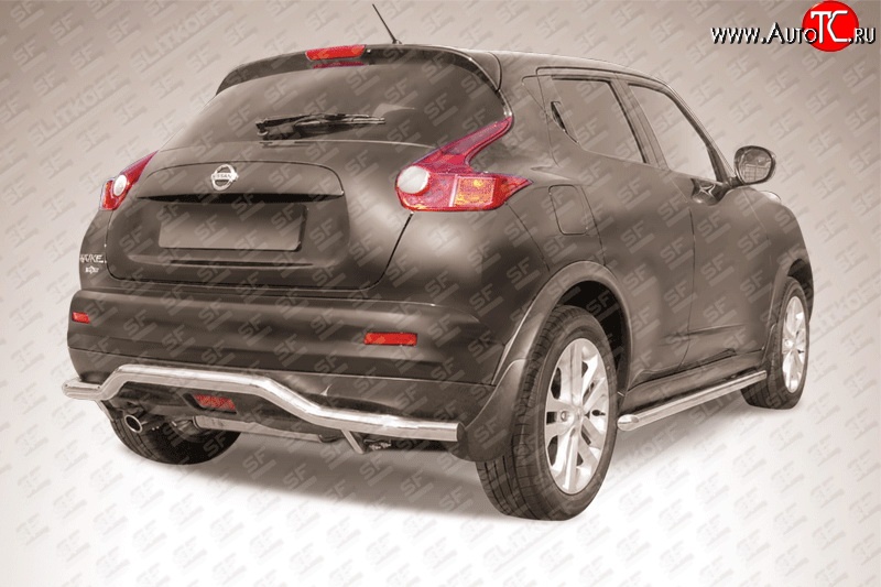 11 499 р. Фигурная защита заднего бампера диаметром 57 мм Slitkoff  Nissan Juke  1 YF15 (2010-2014) дорестайлинг (2WD)  с доставкой в г. Майкоп