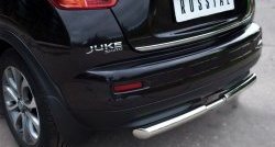 12 399 р. Защита заднего бампера (Ø63 и 42 мм, нержавейка) SLITKOFF  Nissan Juke  1 YF15 (2010-2014) дорестайлинг  с доставкой в г. Майкоп. Увеличить фотографию 2