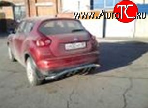 8 799 р. Защита заднего бампера d63.5 мм с изгибом Металл Дизайн  Nissan Juke  1 YF15 (2010-2014) дорестайлинг (полированная нержавейка)  с доставкой в г. Майкоп