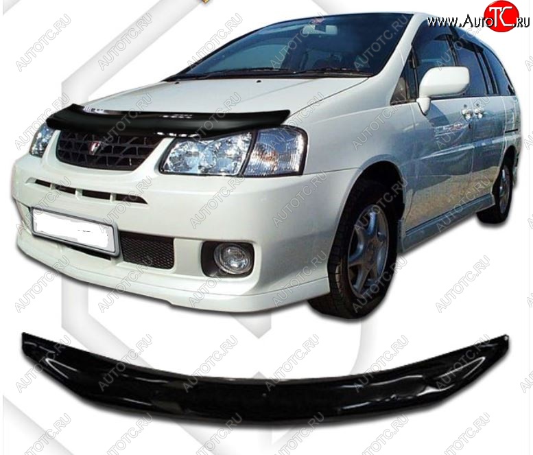 1 999 р. Дефлектор капота CA-Plastic  Nissan Liberty (1998-2001) дорестайлинг (Classic черный, Без надписи)  с доставкой в г. Майкоп