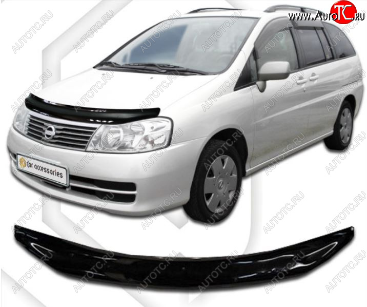 1 999 р. Дефлектор капота CA-Plastiс  Nissan Liberty (2001-2004) рестайлинг (Classic черный, Без надписи )  с доставкой в г. Майкоп