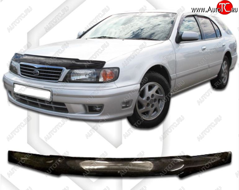 1 899 р. Дефлектор капота (A32, HA32, PA32) CA-Plastic  Nissan Maxima  A32 (1994-2000) (Classic черный, Без надписи)  с доставкой в г. Майкоп