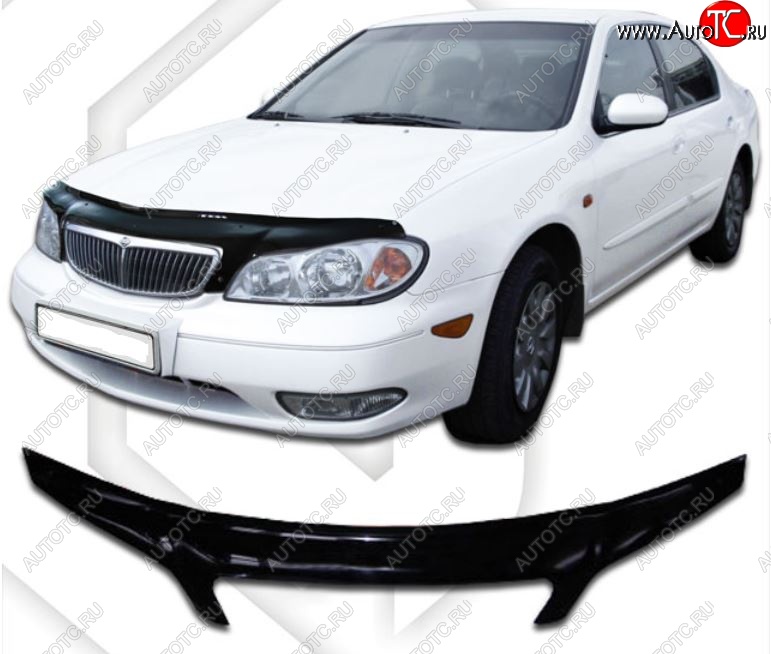 2 399 р. Дефлектор капота (33) CA-Plastic exclusive  Nissan Maxima  A33 (2000-2006) дорестайлинг, рестайлинг (Classic черный, Без надписи)  с доставкой в г. Майкоп