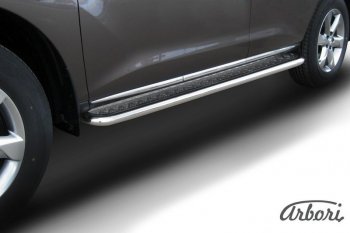 Защита штатных порогов с листом Arbori (нержавейка, алюминий, d57) Nissan Murano 2 Z51 рестайлинг (2010-2016)