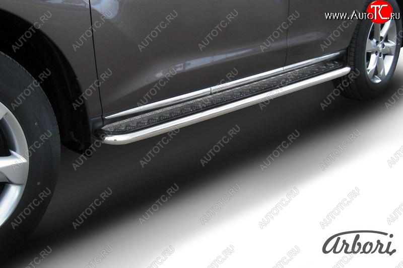15 749 р. Защита штатных порогов с листом Arbori (нержавейка, алюминий, d57) Nissan Murano 2 Z51 рестайлинг (2010-2016)  с доставкой в г. Майкоп