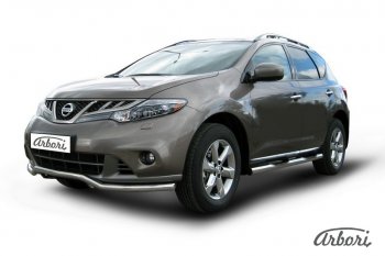 15 299 р. Защита переднего бампера Arbori (волна, нержавейка, 1 труба d57 mm). Nissan Murano 2 Z51 рестайлинг (2010-2016)  с доставкой в г. Майкоп. Увеличить фотографию 2