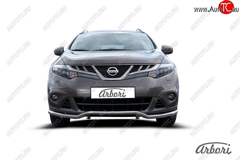 15 299 р. Защита переднего бампера Arbori (волна, нержавейка, 1 труба d57 mm). Nissan Murano 2 Z51 рестайлинг (2010-2016)  с доставкой в г. Майкоп