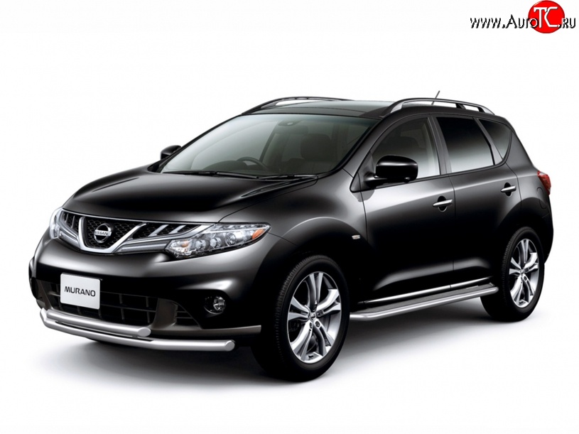 9 399 р. Двойная защита переднего бампера Petroil Tuning (из труб диаметрами по 63 мм) Nissan Murano 2 Z51 рестайлинг (2010-2016)  с доставкой в г. Майкоп