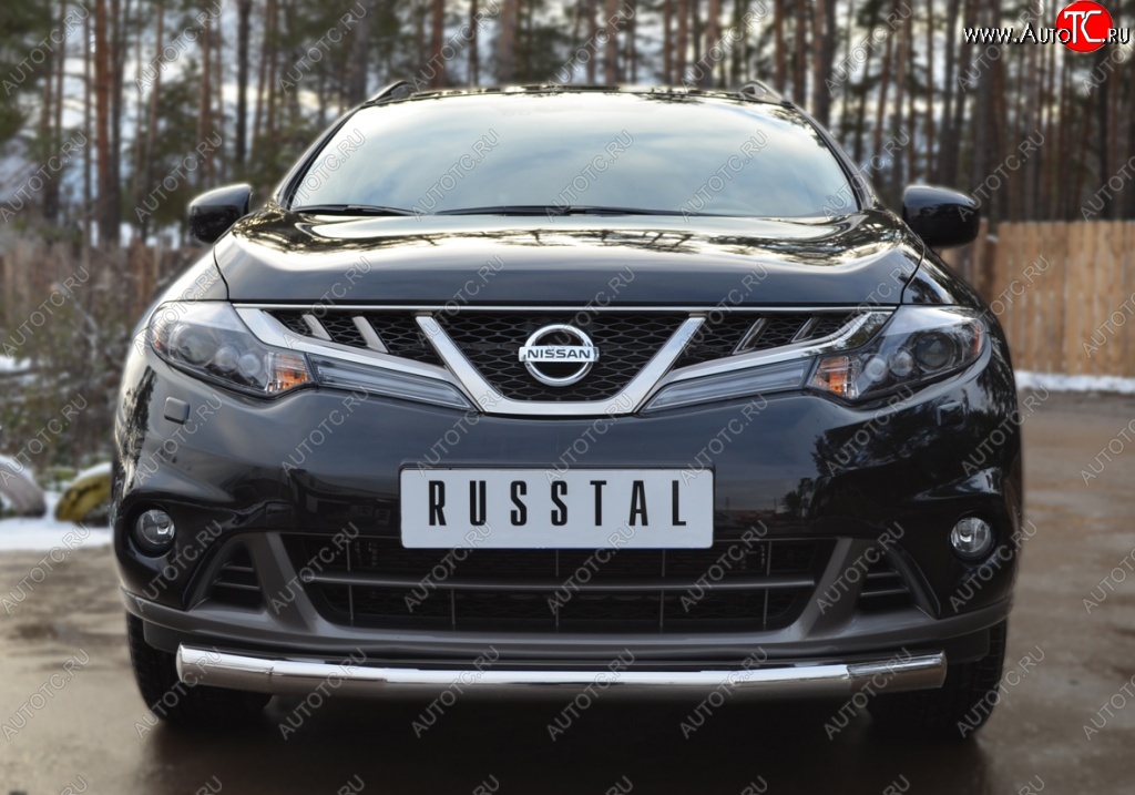 15 549 р. Защита переднего бампера (Ø76 мм, нержавейка) SLITKOFF Nissan Murano 2 Z51 рестайлинг (2010-2016)  с доставкой в г. Майкоп
