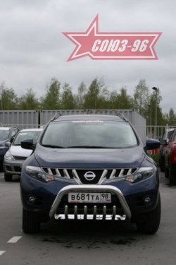 20 654 р. Защита переднего бампера Souz-96 (d76) Nissan Murano 2 Z51 дорестайлинг (2008-2011)  с доставкой в г. Майкоп. Увеличить фотографию 2