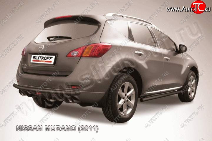 8 649 р. Защита задняя Slitkoff  Nissan Murano  2 Z51 (2010-2016) рестайлинг (Цвет: серебристый)  с доставкой в г. Майкоп