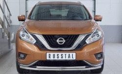 Защита переднего бампера (2 трубыØ42 мм, нержавейка) SLITKOFF Nissan Murano  3 Z52 (2015-2022) дорестайлинг