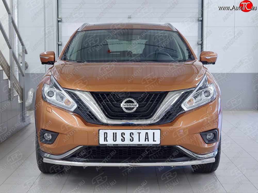 15 249 р. Защита переднего бампера (Ø42 мм, нержавейка) SLITKOFF  Nissan Murano  3 Z52 (2015-2022) дорестайлинг  с доставкой в г. Майкоп