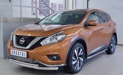 19 999 р. Защита переднего бампера (2 трубыØ63 и 42 мм, нержавейка) SLITKOFF  Nissan Murano  3 Z52 (2015-2022) дорестайлинг  с доставкой в г. Майкоп. Увеличить фотографию 2