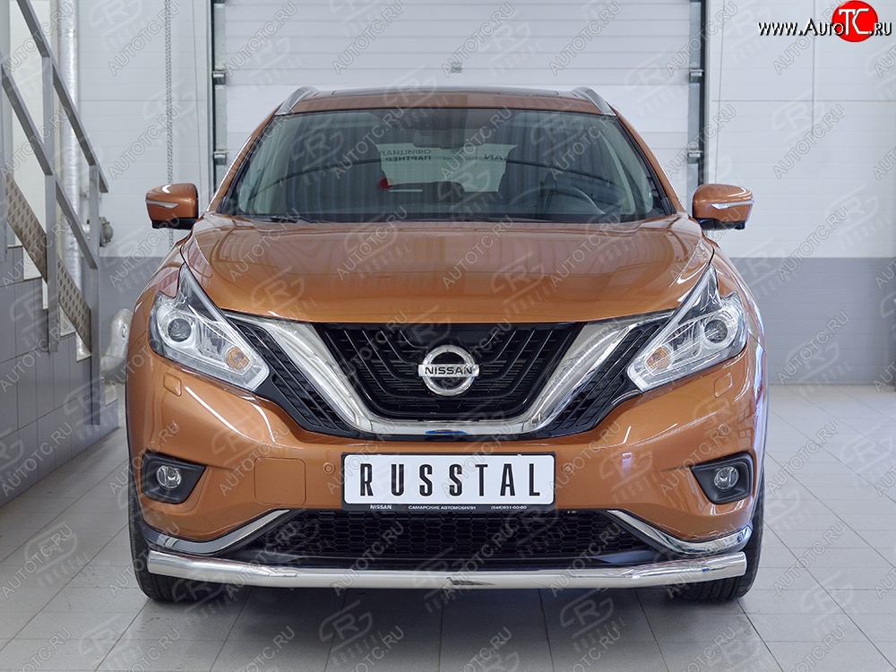 16 849 р. Защита переднего бампера (Ø63 мм, нержавейка) SLITKOFF  Nissan Murano  3 Z52 (2015-2022) дорестайлинг  с доставкой в г. Майкоп