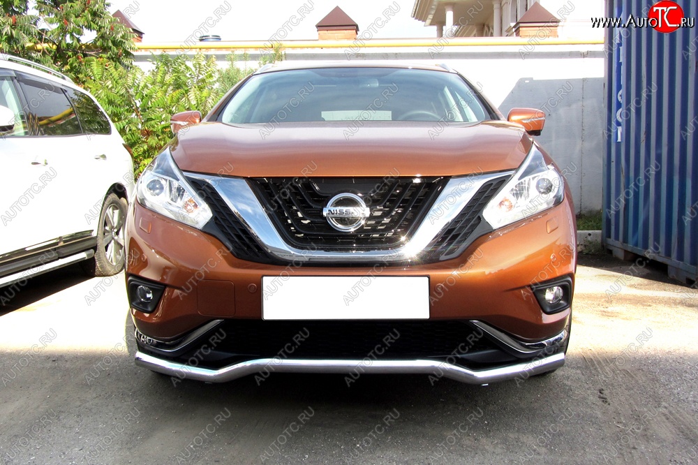 18 399 р. Защита переднего бампера из изогнутой трубы диаметром 57 мм Slitkoff  Nissan Murano  3 Z52 (2015-2022) дорестайлинг (Нержавейка, Полированная)  с доставкой в г. Майкоп
