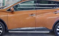 24 649 р. Порожки для ног (Ø42) SLITKOFF  Nissan Murano  3 Z52 (2015-2025) дорестайлинг, рестайлинг (лист - алюминий, профиль - нержавейка)  с доставкой в г. Майкоп. Увеличить фотографию 2