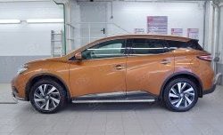 24 649 р. Порожки для ног (Ø42) SLITKOFF  Nissan Murano  3 Z52 (2015-2025) дорестайлинг, рестайлинг (лист - алюминий, профиль - нержавейка)  с доставкой в г. Майкоп. Увеличить фотографию 3