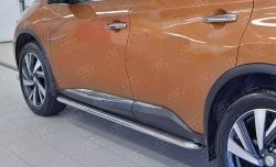 24 649 р. Порожки для ног (Ø42) SLITKOFF  Nissan Murano  3 Z52 (2015-2025) дорестайлинг, рестайлинг (лист - алюминий, профиль - нержавейка)  с доставкой в г. Майкоп. Увеличить фотографию 4