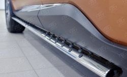 16 649 р. Защита порогов из овальной трубы диаметром 75x42 мм с проступью Russtal Nissan Murano 3 Z52 дорестайлинг (2015-2022)  с доставкой в г. Майкоп. Увеличить фотографию 4