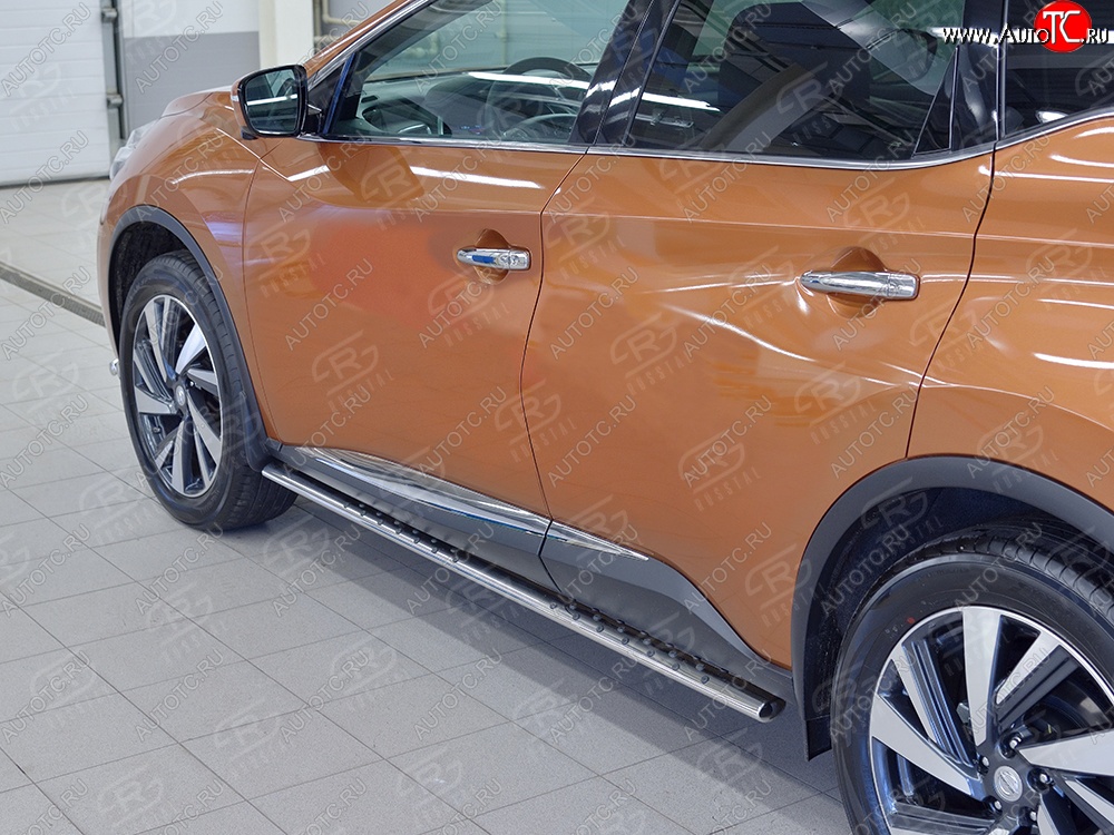 16 649 р. Защита порогов из овальной трубы диаметром 75x42 мм с проступью Russtal Nissan Murano 3 Z52 дорестайлинг (2015-2022)  с доставкой в г. Майкоп
