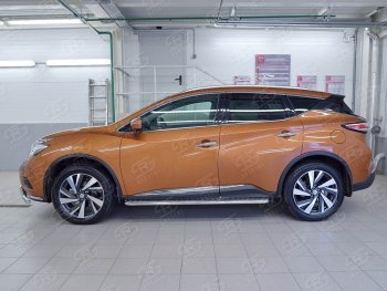 22 999 р. Широкая защита порогов с трубой диаметром 42 мм SLITKOFF v2 Nissan Murano 3 Z52 дорестайлинг (2015-2022)  с доставкой в г. Майкоп. Увеличить фотографию 3