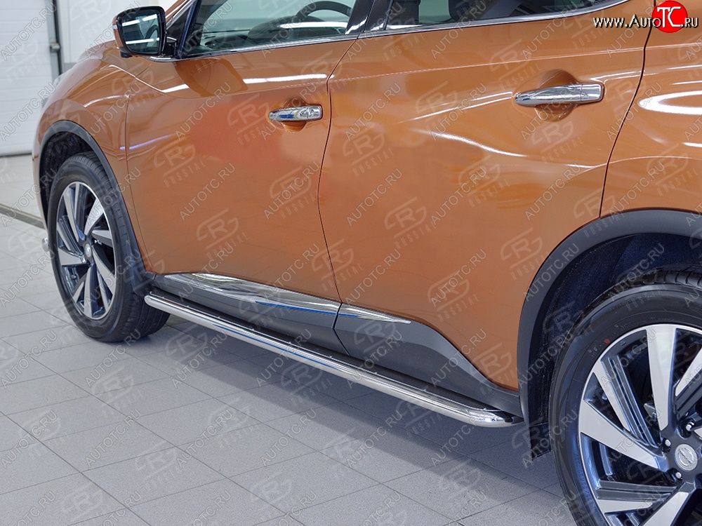 35 549 р. Широкая защита порогов с трубой диаметром 42 мм SLITKOFF v3 Nissan Murano 3 Z52 дорестайлинг (2015-2022)  с доставкой в г. Майкоп