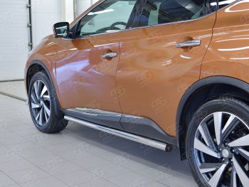 18 799 р. Защита порогов из круглой трубы диаметром 63 мм SLITKOFF v2  Nissan Murano  3 Z52 (2015-2025) дорестайлинг, рестайлинг  с доставкой в г. Майкоп. Увеличить фотографию 3