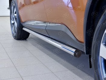 Защита порогов из круглой трубы диаметром 63 мм SLITKOFF v2 Nissan Murano  3 Z52 (2015-2025) дорестайлинг, рестайлинг